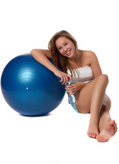 Woman with gymnastic ball
