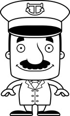Cartoon Smiling Boat Captain Man