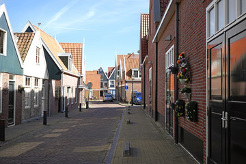 Fototapeta na wymiar View of street with retro houses