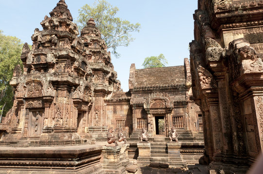 Ruins of ancient Angkor temple Banteay Srei, Cambodia