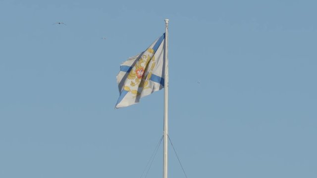 Waving Imperial Russian Navy flag on Admiralty - St. Petersburg, Russia