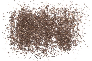 Chia seeds isolated on white background, top view