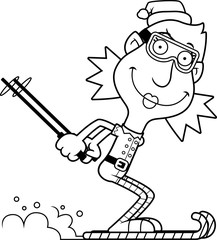 Cartoon Christmas Elf Skiing