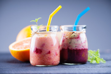 Fresh smoothie and fruits 