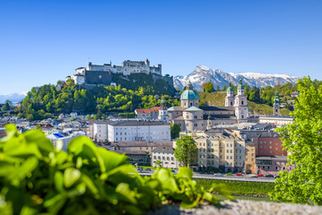 Fototapeta na wymiar Hohensalzburg Fortress and the old town of Salzburg, Austria