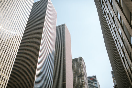 Low angle view of skyscrapers in city