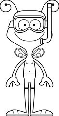 Cartoon Smiling Snorkeler Bee