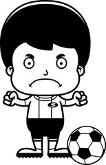 Cartoon Angry Soccer Player Boy