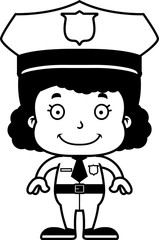 Cartoon Smiling Police Officer Girl