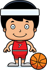 Cartoon Smiling Basketball Player Boy