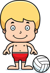Cartoon Smiling Beach Volleyball Player Boy