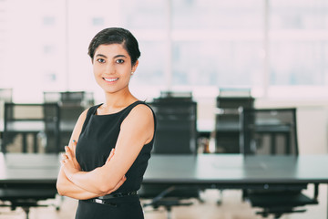 Closeup of Positive Asian Business Lady in Office