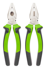 Pliers with green pen, clipping path, white background, high quality photo