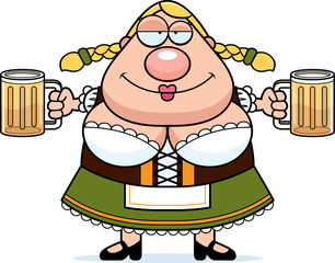 Cartoon Oktoberfest Woman Beer