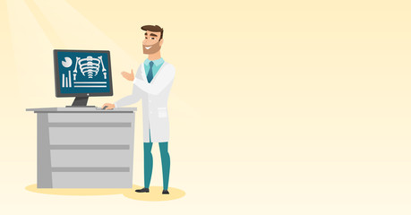 Doctor examining a radiograph vector illustration.