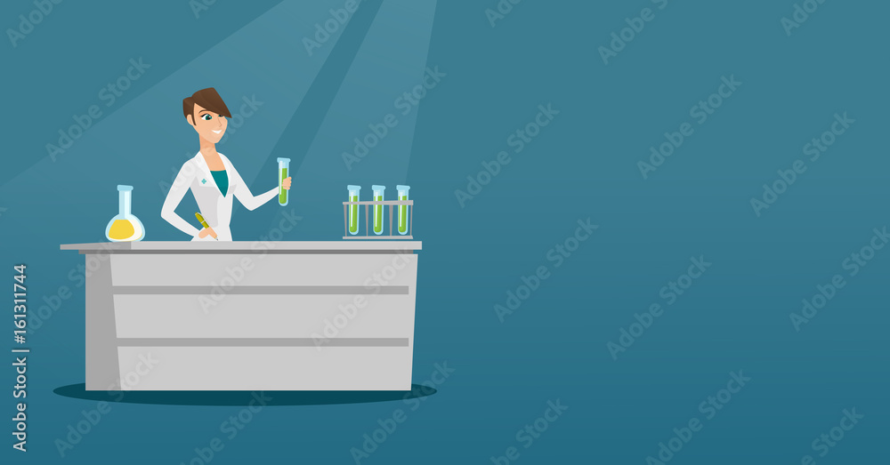 Wall mural laboratory assistant at work vector illustration.