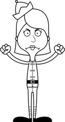 Cartoon Angry Xmas Elf Woman