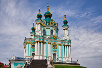 Fototapeta na wymiar The Saint Andrew`s Church Kiev Ukraine 