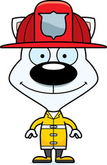 Cartoon Smiling Firefighter Kitten