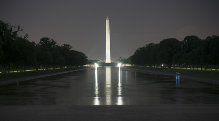Washington Monument lit up at night