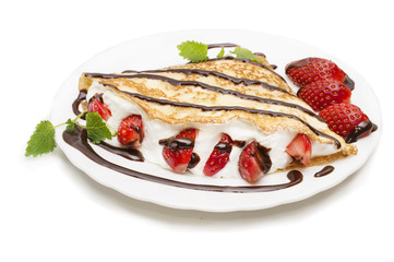Crepes with Chocolate and strawberries