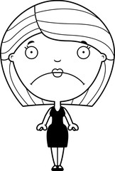 Sad Cartoon Woman Black Dress