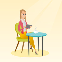 Woman surfing in the social network in the cafe.