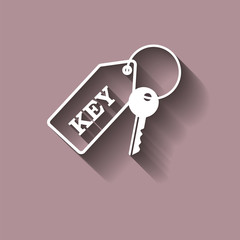 vector icon keychain with a key with shadow
