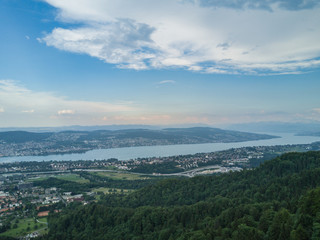 Fototapeta premium Aerial view of Lake Zurich in Switzerland