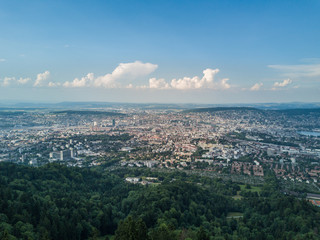 Aerial view of Zurich, Switzerland, from Üetliberg