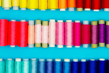 Sewing concept. Colorful sewing spools