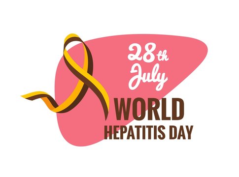 Hepatitis Awareness Ribbon Background. 28 July World hepatitis day. Vector illustration