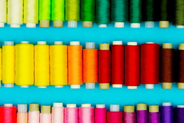 Sewing concept. Colorful sewing spools