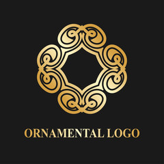 Luxury ornamental logotype. Vintage logo with golden gradient.