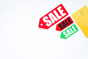 Christmas sales on white background top view