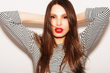 Beautiful portrait of beautiful woman with bright make-up