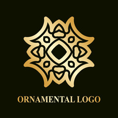 Luxury ornamental logotype. Vintage logo with golden gradient.