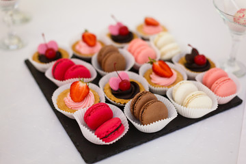 French macaroni on a plate - macarons, shoot made with a small depth of field