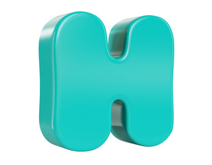 Letter H on white background. 3d render illustration.