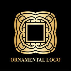 Luxury ornamental logotype. Vintage logo with golden gradient.