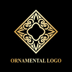 Luxury ornamental logotype. Vintage logo with golden gradient.