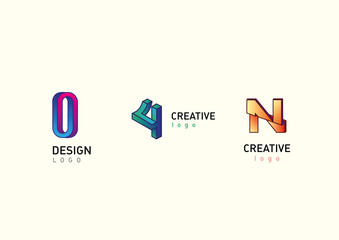 Set modern logos, geometry illusion in style gradient
