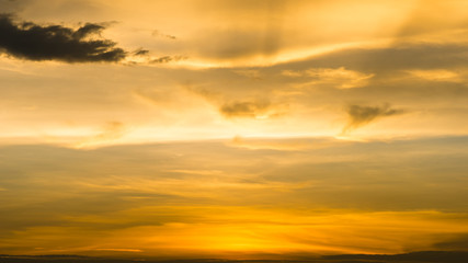 Fototapeta na wymiar Beautiful orange sky and fluffy clouds after sunset