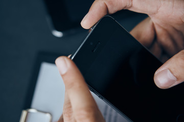 Businessman with phone, businessman working, phone, documents