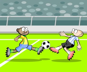 Argentina vs Brazil Cartoons Soccer players
