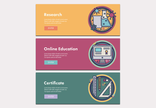 3 Illustrated Education Themed Web Banners 1