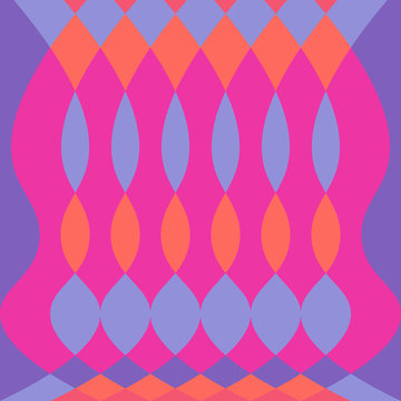 Abstract colorful psychedelic pattern vector background with oval and diamond shapes fuschia purple orange