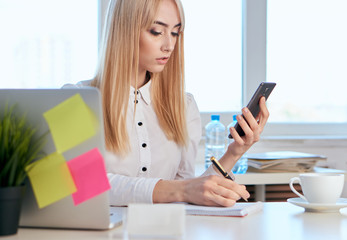 Business woman with phone, business woman working at office