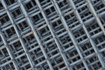 Steel wire background, Foundation rods at the construction site