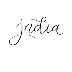 Fototapeta na wymiar India. Modern calligraphy. Typography poster. Handwritten text for your design